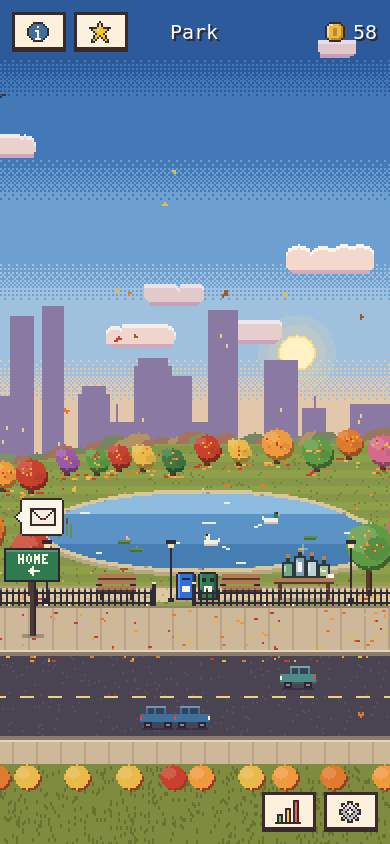 The park with its pond, ducks and colourful autumn trees